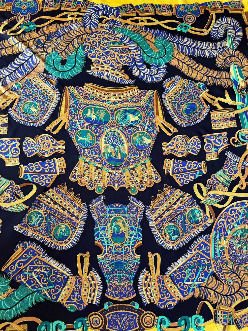Hermes Sous L’Egide de Mars Silk Scarf.
